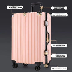 2024 New High-End Aluminum Frame Luggage Bag Thickened Travel Suitcase for Men And Women Students Large Capacity Password Box