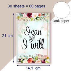 A5 Notebook Note Book Motivational Quote - I Can and I Will - Sketch Writing Blank Journal Success Notepad New Job Graduation
