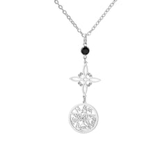 Triple Protection Necklace Virgin Mary Witch Knot Pentagram Tetragrammaton  Stainless Steel Double-side Jewerly