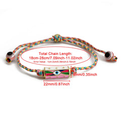 Lucky Eye Adjustable Colorful Braided Rope Bracelet Turkish Evil Eye Bead Copper Zircon Charm Bracelet for Women Men Jewelry
