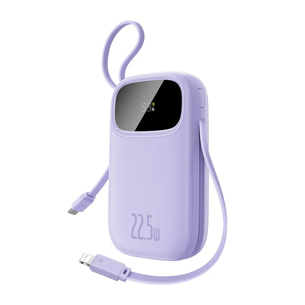 Baseus 22.5W 10000mAh 20000mAh Power Bank Built-In Retractable USB-C & Lightning Cable for iPhone 16 Samsung S25 Xiaomi Poco