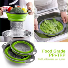 Silicone Folding Drain Basket Fruit Vegetable Washing Basket Foldable Strainer Colander Collapsible Drainer Kitchen Storage Kitchen Tools