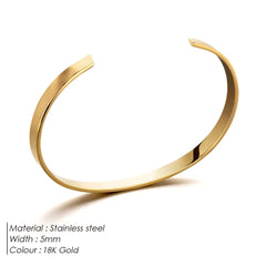 ELANDIS Stainless Steel Open Bangle Minimalist Men's Jewelry Fashion Platinum Bracelet Popular Couple Holiday Gift