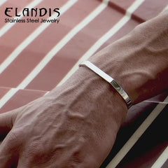 ELANDIS Wide 5MM Stainless Steel Bracelet Gold Plated Men's Minimalist Accessories Wholesale