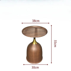 Walnut Color Side Table Carbon Steel Imitation Wood Grain Coffee Tables Bedroom Furniture Cupboard Antique Style Modern Furniture