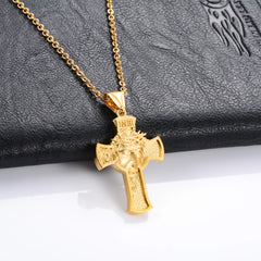 Religious Stainless Steel Cross Pendant Necklace for Women Men Charms for Chain Choker Christian Metal Jewelry Making Accessory