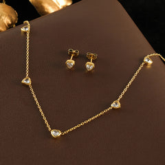 GANEMLY 316L Stainless Steel Heart Zircon Jewelry Set – Waterproof Luxury