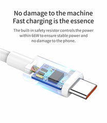 6A 66W Super Fast EU Wall Charger For Huawei Mate 40 50 60 P50 Nova 8 9 10 Honor 90 100 X7 X8 X9 Magic Type C Charging USB Cable