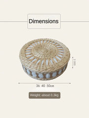 Nordic Round Woven Ottoman Small Mobile Footrest Stool