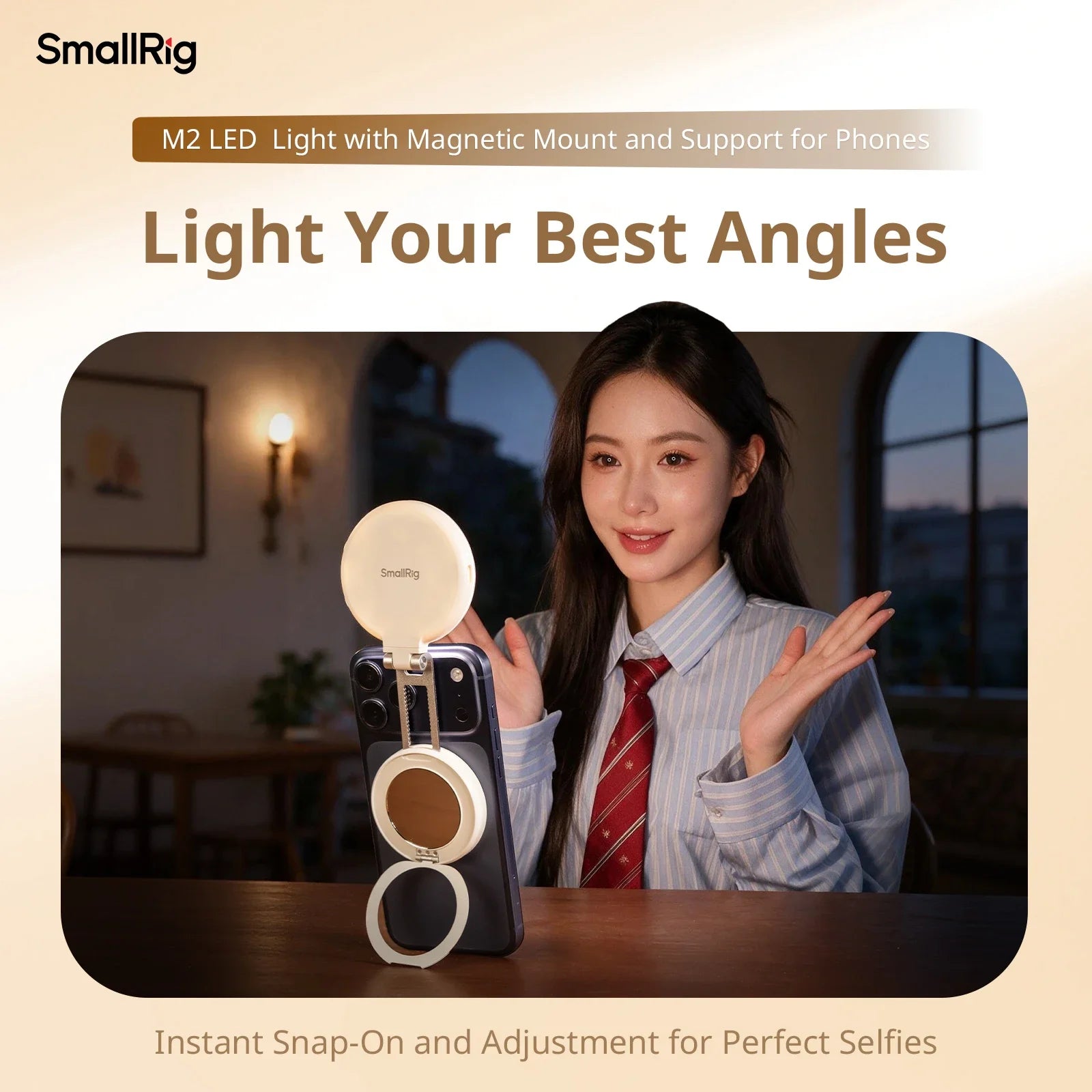 SmallRig Magnetic Fill Light Rechargeable Ring Fill Light Adjustable Color Brightness for Smartphone Vlog Photography Video 6155