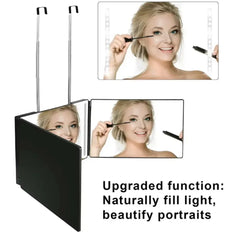 LED Mirror  Trifold Self Haircut Mirror With Light Adjustable Height 3 Way Self Haircut Mirror Hd Glass 3 Way Mirror LED Lights