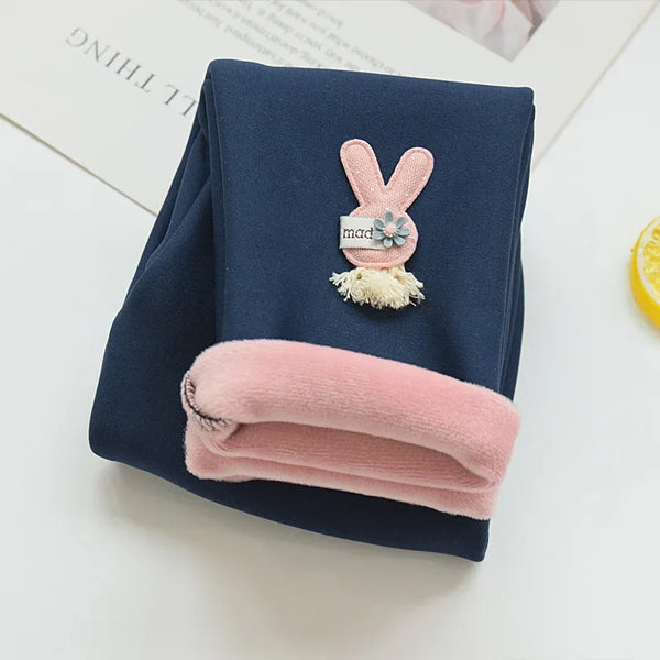 Kids Leggings Cartoon Rabbit Cashmere-Style Leggings Baby Girl Winter Pants Soft Kids' Autumn Wear