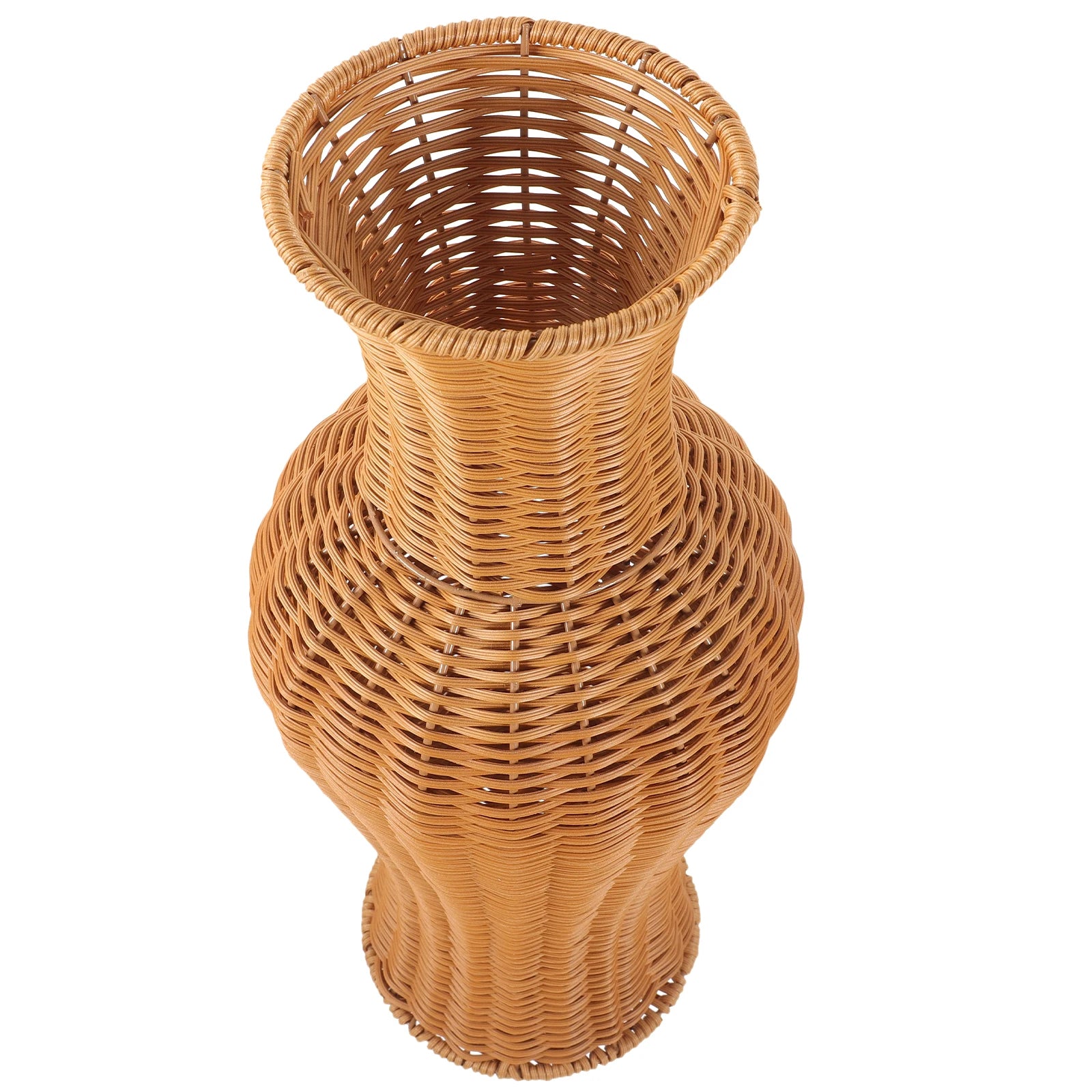 Imitation Rattan Floor Vase Tall Decorative Woven Plastic Vase for Home Flowers Wedding Photo Prop Simple Natural Style