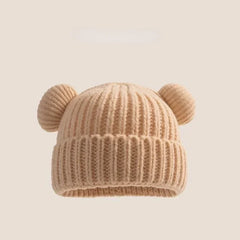 New Korean Loose Big Head Waist Little Bear Ears Woolen Hat Kids Autumn Winter Thickened Warm Knitted Hat Cute Ear Protection