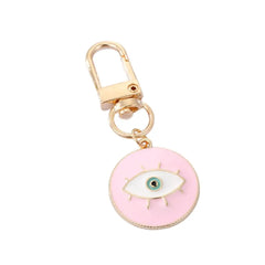 1Pcs Round Evil Eye Keychain Key Ring For Friends Couples Boho Blue Eye Bag Car Key Phone Charm Accessories Jewelry