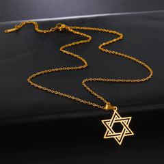 New Fashion Star of David Pendant Necklace  Simple Stainless Steel Necklace Jewelry Gift Wholesale