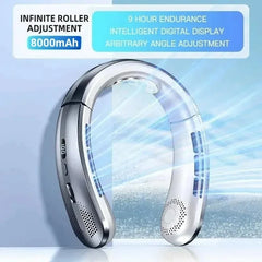 Xiaomi 8000mAh USB Hanging Neck Fan Portable Bladeless Mini Rechargeable Mute LED Digital Display Electric Air Cooler Handheld