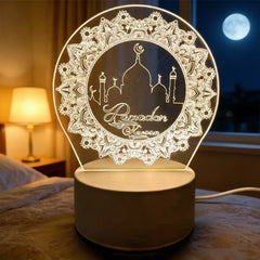 Muslim Ramadan Festival Supplies Neon Lamp USB Operated 3D Acrylic LED Night Light EID Mubarak Ornaments Bedroom Home Decor