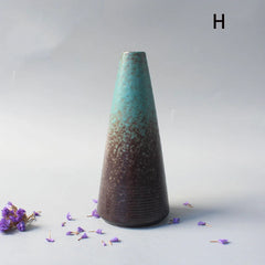 Ceramic vase, small flower vase, minimalist black ceramic living room decor, Japanese retro black dried flower planter