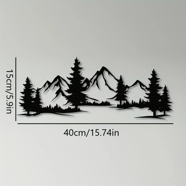 Charming Handmade Rustic Metallic Forest & Mountain Wall Art with Evergreen Tree Design for Kids Room Farmhouse Christmas Gift