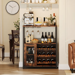 36" Wine Bar Cabinet with LED Lights - Adjustable Glass Shelves Liquor Storage, Curio Cabinet for Kitchen Counter, Dining Room Kitchen Display Cabinets Kitchen & Dining Furniture