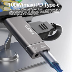 Tebe USB C to 4K 60hz HDMI-adapter Converter 3 IN 1 Type-c Hub with 3.5MM Aux PD 100W Fast Charging For Mac iPad Phone Laptop