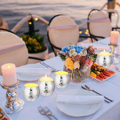 Disco Hall Candle Holder, Glass Candle Holder, Flower Pot Tea Lamp, Used for Wedding Party Decoration (excluding Candles)