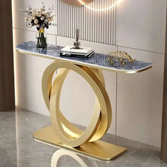 Luxury tablet computer console table Italian semi-circular iron entrance cabinet table Console Tables Creative corridor end view
