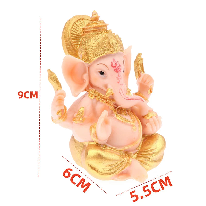 Bar Counter Cashier Desktop DIY Decoration Gold Lord Ganesha Buddha Statue Elephant God Sculptures Ganesh Figurines