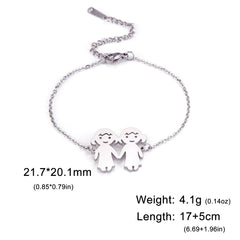 Teamer Cute Family Bracelets Stainless Steel Charm Bracelet Bangle for Daughter Son Sister Brother Couple Gifts Jewelry