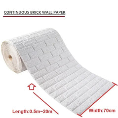 3D Foam Brick Wallpaper – Self-Adhesive Waterproof Roll