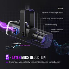 FIFINE USB/XLR Dynamic Microphone with RGB Control/Headphone jack/Mute,MIC for PC Gaming Recording Streaming AmpliGame-AM8