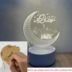 Muslim Ramadan Festival Supplies Neon Lamp USB Operated 3D Acrylic LED Night Light EID Mubarak Ornaments Bedroom Home Decor