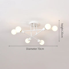Retro Industrial Wrought Iron Material 6Heads LED Ceiling Lamp Home Luminaire  Modern Living Room Decoration Light