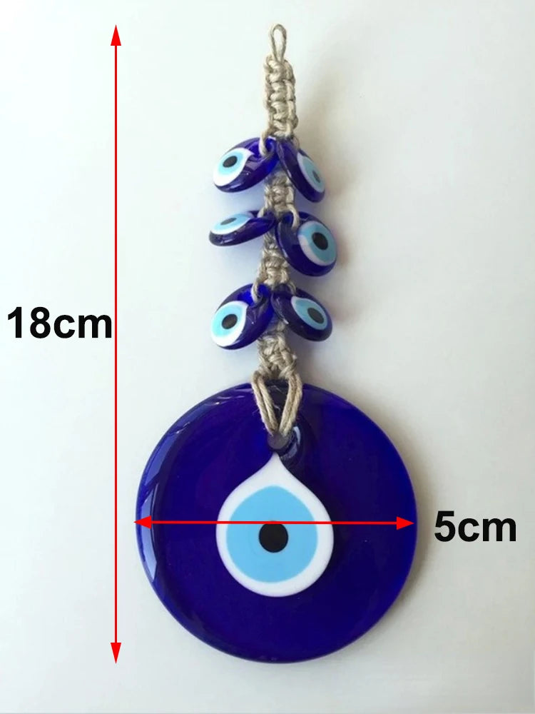 Evil Eye Glass Blue Turkish Evil Eye Pendant Wall Hanging Crystal Beads for Home Decor Living Room Wall Decoration Amulet Gift