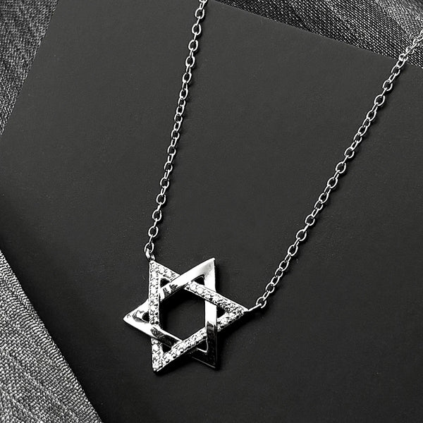 925 Sterling Silver Jewish Star of David Zircons Pendant Necklace for Women Silver Color Choker Chain Israel Magen Jewelry Gift