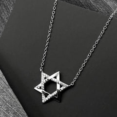 925 Sterling Silver Jewish Star of David Zircons Pendant Necklace for Women Silver Color Choker Chain Israel Magen Jewelry Gift