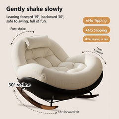 Modern Single Rocking Chair with Headrest Living Room Bedroom Cozy Chenille Lounge Chair Home Office Soft Relaxing Accent Chair Bar Stools & Counter Stools Kitchen & Dining Furniture