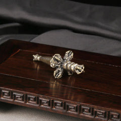 Brass Tibetan Vajra Staff Handle Piece Tibetan Style Artifact Vajra Pestle Heavenly Staff Ornament Piece Bronze Ware