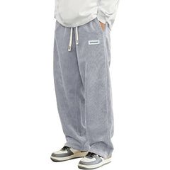 Animal Game Outdoor Mens Corduroy Casual Pants Loose Fit Baggy Pants Straight Sweatpants Elastic Waist Drawstring Streetwear