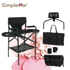 Simpleme Lightweight Aluminum Portable Folding Tall Director Adjustable High Makeup Artist Chair With Headrest Office Chairs Office Furniture