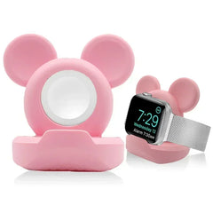 Mickey Mouse Charger Stand Minnie Desktop Holder for Apple Watch 9 8 7 6 5 4 iWatch 3 2 1 SE Cartoon Silicone Charging Base