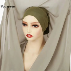 Instant Chiffon Hijab with Magnetic Buckle – Solid Color Scarf