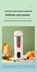 HOMEFISH Portable Rechargeable Compact Juice Cup Multi-functional Blender for Students - On-the-Go Fresh Juice Maker