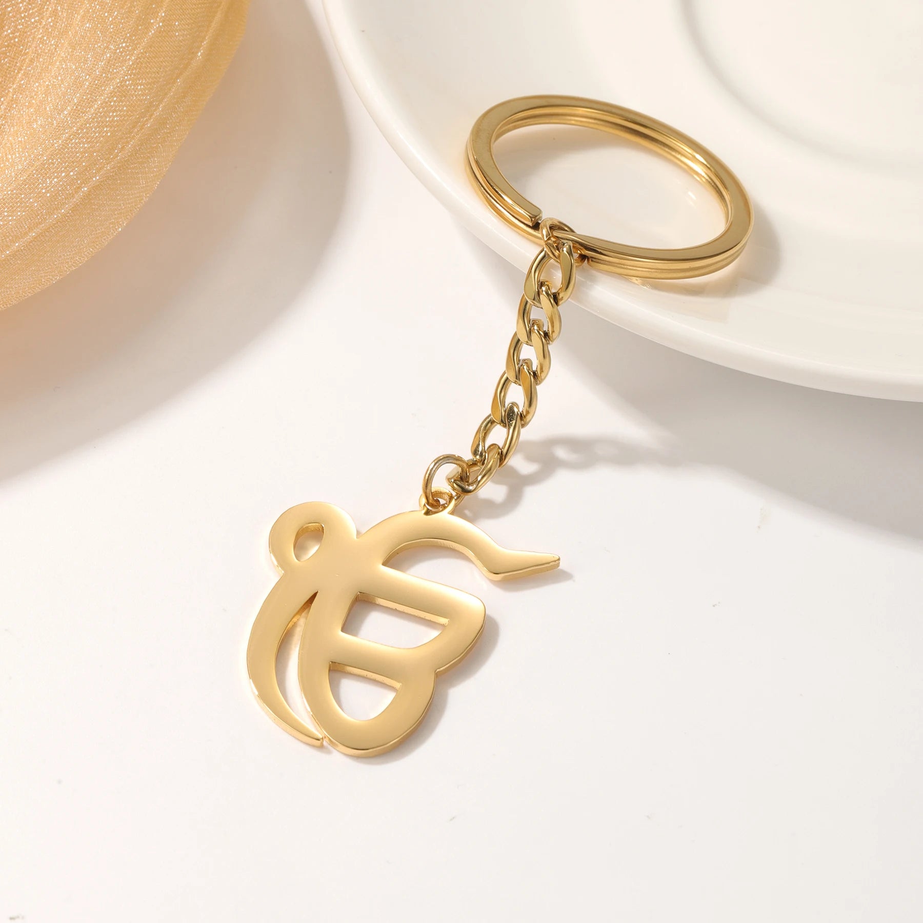 Punjabi Sikh Gold Keychain Pendant Gift 18K Stainless Steel Believer Faith Master Unique Symbol Religious Jewelry Souvenir