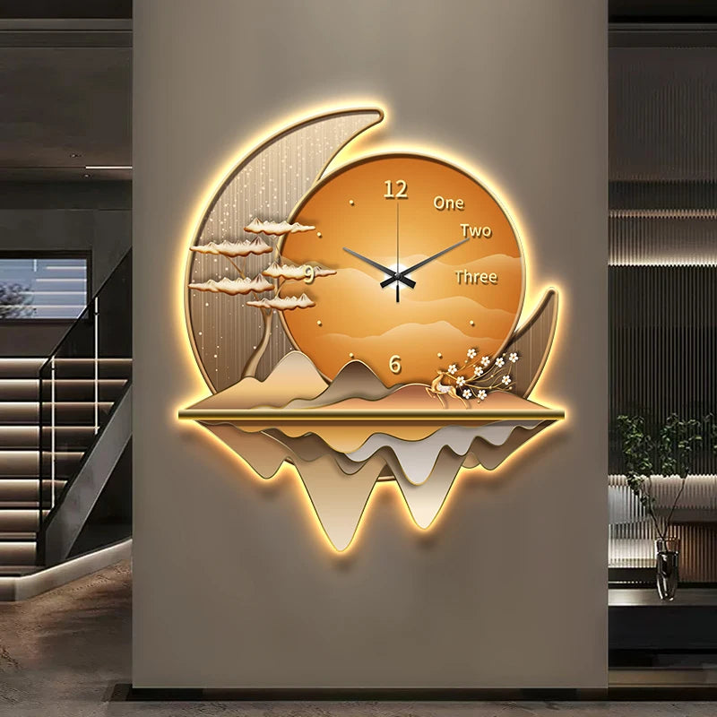 Luxury Wall Clock Lamp – Modern Home Decor Clock Light
