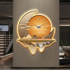 Luxury Wall Clock Lamp – Modern Home Decor Clock Light