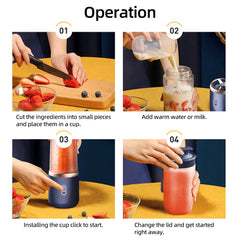 6 Blades Electric Juicer Cup with 2 Cups For Travel Portable Juicer Mixer Usb Charge Fresh Fruit Juice Personal Blender Smoothie