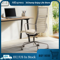White Mid Back Genuine Leather Swivel Chairs Ergonomic Office Chair Adjustable Swivel Leather Gaming Chair Ribbed Office Chair