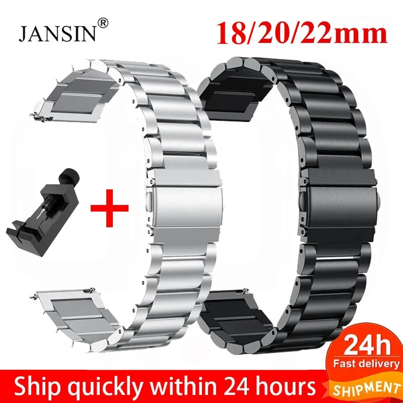 18mm 22mm 20mm Watch Band For Samsung Galaxy Watch 7/6/5/4/3 S3 Active2 Huawei Watch GT 7 Pro GT6 GT5 GT4 3 Stainless Steel Band